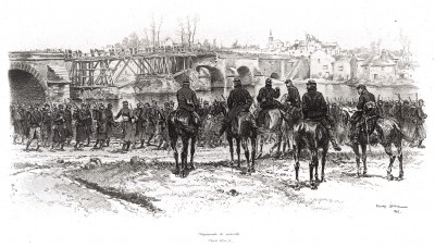 Французская пехота на марше во время франко-прусской войны (из Types et uniformes. L'armée françáise par Éduard Detaille. Париж. 1889 год)