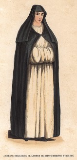 Бригиттка - монахиня ордена Святого Спасителя, основанного Святой Бригиттой Шведской в XIV в. Histoire et costumes des ordres religieux... Брюссель, 1845