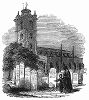 Старинная церковь Сент Джайлс Криплгейт в Лондоне, сохранившаяся с XVI века и уцелевшая во время Великого лондонского пожара 1666 года (The Illustrated London News №98 от 16/03/1844 г.)