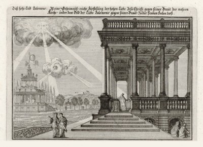 Соломон взывает к Богу (из Biblisches Engel- und Kunstwerk -- шедевра германского барокко. Гравировал неподражаемый Иоганн Ульрих Краусс в Аугсбурге в 1700 году)
