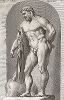 Геркулес Фарнезский из Терм Каракаллы. Лист из Sculpturae veteris admiranda ... Иоахима фон Зандрарта, Нюрнберг, 1680 год. 