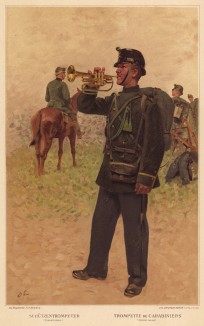 Горнист швейцарских карабинеров в парадной форме (из альбома хромолитографий L' Armée Suisse... Цюрих. 1894 год)
