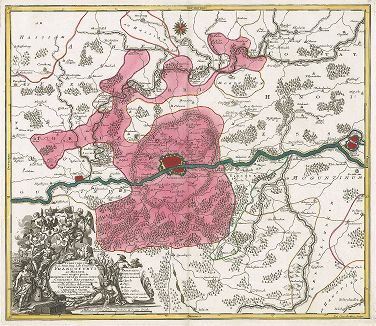 Карта земель вокруг Франкфурта-на-Майне. Territorium Sac. Roman Imp. Lib. Civitatus Francofurti ad Moenum