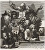 Хор, 1733. Квитанция на оплату «Современного ночного разговора». Хор во главе с Джоном Хаггинсом (в центре), другом Торнхилла, исполняет ораторию «Юдифь», либретто для которой написал Вильям Хаггинс, сын Джона. Геттинген, 1854