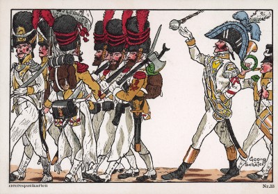 1807-09 гг. Полковой оркестр 7-го голландского полка императорской гвардии Наполеона. Коллекция Роберта фон Арнольди. Германия, 1911-29