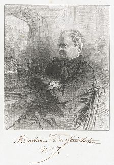 Портрет Анри Монье работы Поля Гаварни из серии "Маски и лица", сюита "Господа литераторы", 1853 год. 