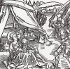Израелитский рыцарь убивает одного из своих сподвижников, застигнутого с язычницей (иллюстрация к книге "Рыцарь Башни", гравированная Дюрером в 1493 году)