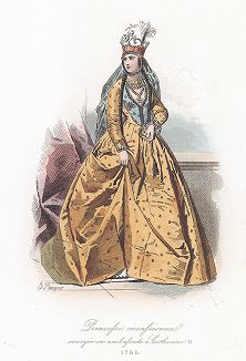 Черкесская принцесса с посольством у Екатерины II. Лист 62 из "Modes et Costumes historiques", Париж, 1860 год