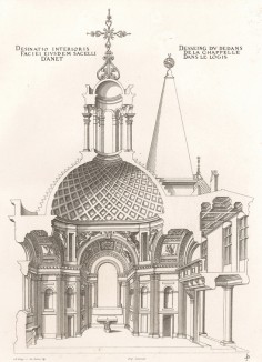 Часовня замка Анэ. Вид в разрезе. Androuet du Cerceau. Les plus excellents bâtiments de France. Париж, 1579. Репринт 1870 г.