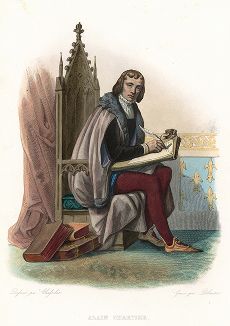 Ален Шартье  (ок. 1392-1430) - французский дипломат и писатель. Лист из серии Le Plutarque francais..., Париж, 1844-47 гг. 