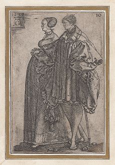 Танцующая пара из сюиты "Большие свадебные танцоры" Генриха Альдегревера, 1538 год. 