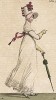 Ветреная погода только подчёркивает свободный, летящий крой платья с высокой талией. Из первого французского журнала мод эпохи ампир Journal des dames et des modes, Париж, 1813. Модель № 1342