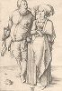 Повар и его жена. Гравюра Альбрехта Дюрера, выполненная ок. 1497 года (Репринт 1928 года. Лейпциг)