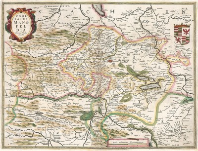 Карта графства Мансфельд в Ангальдте. Comitatus Mansfeldia. Составил Хенрикус Хондиус. Амстердам, 1630
