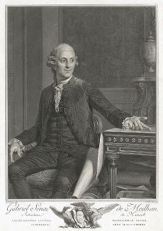 Портрет писателя Габриэля Сенак де Мейлана (1736-1803) работы Шарля Клемана Бервика по оригиналу Жозефа Дюплесси, 1783 год. 