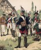Униформа прусской пехоты (маркграфство Анспах-Байрейт) образца 1790 гг. Uniformenkunde Рихарда Кнотеля, часть 2, л.2. Ратенау (Германия), 1891
