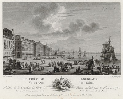 Мучной склад на берегу Гаронны в Бордо (лист 22 из альбома гравюр Nouvelles vues perspectives des ports de France..., изданного в Париже в 1791 году)