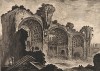 Вид на руины Храма Мира. Лист из серии "Les plus beaux édifices de Rome moderne..." Жана Барбо. 