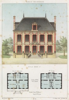 Эскиз дома в стиле эпохи Генриха IV (из популярного у парижских архитекторов 1880-х Nouvelles maisons de campagne...)