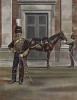 Офицер и горнист королевской коной артиллерии в форме образца 1855 года (лист XXI работы "История мундира королевской артиллерии в 1625--1897 годах", изданной в Париже в 1899 году)