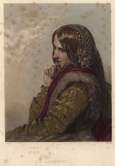 Дездемона, героиня пьесы Уильяма Шекспира «Отелло». The Heroines of Shakspeare. Лондон, 1848