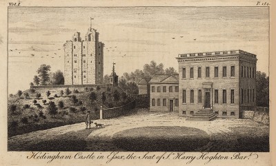 Замок Хедингем и поместье сэра Гарри Хотона в Эссексе (из A New Display Of The Beauties Of England... Лондон. 1776 год. Том 1. Лист 184)