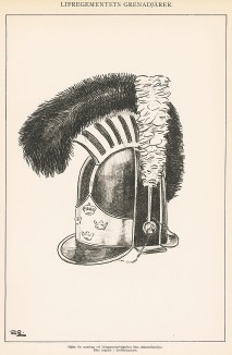 Шлем шведского пехотинца конца XVIII века. Svenska arméns munderingar 1680-1905. Стокгольм, 1911
