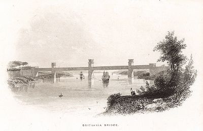 Британия, мост через пролив Менай, построенный в 1850 году по проекту Роберта Стефенсона. 