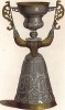 Роскошная чаша в виде придворной дамы в костюме XVI века из золота и серебра (из Les arts somptuaires... Париж. 1858 год)