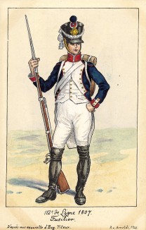1807 г. Фузилер 112-го полка французской линейной пехоты. Коллекция Роберта фон Арнольди. Германия, 1911-28
