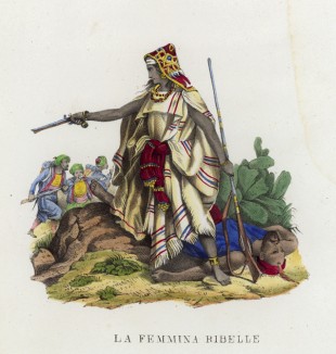 Даже женщины взялись за оружие! (иллюстрация к L'Africa francese... - хронике французских колониальных захватов в Северной Африке, изданной во Флоренции в 1846 году)