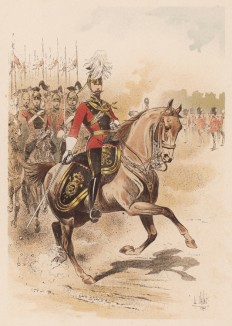 Офицер 16-го уланского полка английской армии во главе эскадрона (из "Иллюстрированной истории верховой езды", изданной в Париже в 1893 году)