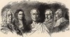 Виньетка к дидактической поэме «Искусство войны». На портретах Юлий Цезарь, маршал Франции Тюренн (1611-75), генералиссимус принц Евгений Савойский (1663-99), Вильгельм Оранский и шведский король Густав II Адольф (1594-1632). 