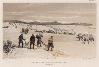 Лагерь 2-й английской дивизии под Севастополем зимой 1855 года (лист 25 из The Seat of War in the East. Лондон. 1855 г.)