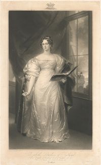 Элизабет, герцогиня Ратленд (1780-1825) в своем поместье Бивер-касл. Меццо-тинто Самьюэла Казинса с оригинала Джорджа Сандерса.