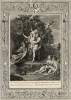 Преследуемая Аполлоном, Дафна превращается в лавровое дерево (лист известной работы "Храм муз", изданной в Амстердаме в 1733 году)