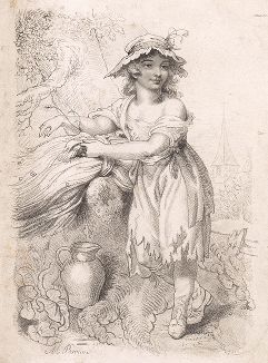 Юная девушка со снопом сена. Аллегорическое изображение лета. 