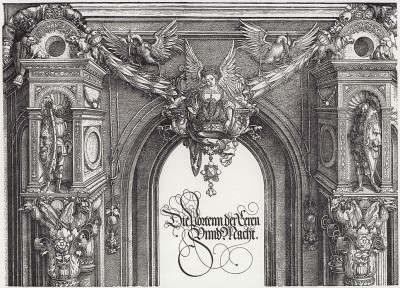 Ангел с короной (деталь дюреровской Триумфальной арки императора Максимилиана I)