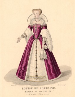 Луиза Лотарингская (1553--1601) -- супруга Генриха III, короля Франции (из Galerie française de femmes célèbres... Париж. 1841 год)