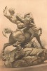 Десятый царь Афин Тесей борется с кентаврами, бесчинствующими на свадьбе Пирифоя (скульптура хранителя Лувра Антуана-Луи Бари) (Каталог Всемирной выставки в Лондоне. 1862 год. Том 1. Лист 28)