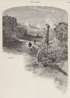 Ледяные торосы в окрестностях Ниагарского водопада зимой. Лист из издания "Picturesque America", т.I, Нью-Йорк, 1872.