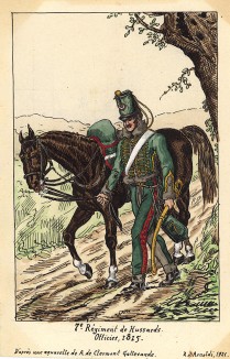 1815 г. Кавалерист 7-го гусарского полка французской армии. Коллекция Роберта фон Арнольди. Германия, 1911-29