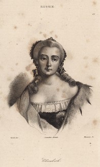 Императрица Елизавета Петровна (1709--1761) (из L'Univers. Histoire et Description de tous les Peuples. Russie. Париж. 1838 год (лист 60))