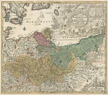 Карта Померании и Балтийского моря. Ducatus Pomeraniae cum magna Maris Balthici. 