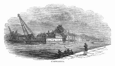 Картахена -- древний средиземноморский город, основанный карфагенянами, ныне расположенный в испанском автономном сообществе Мурсия (The Illustrated London News №97 от 09/03/1844 г.)