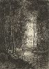Под деревьями. Офорт Ксавье де Дананша с собственного оригинала, 1863 год