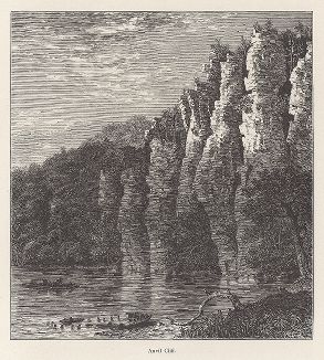 Утёс Наковальня на реке Нью-Ривер, штат Вирджиния. Лист из издания "Picturesque America", т.I, Нью-Йорк, 1872.