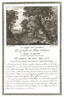 Охота на птиц авторства Пауля Бриля. Лист из знаменитого издания Galérie du Palais Royal..., Париж, 1808