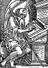 Святой Яков, с посохом странника, за работой. Бартель Бехам для Martin Luther / Neues Testament. Издал Hans Herrgott, Нюрнберг, 1524