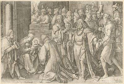 Поклонение волхвов работы Луки Лейденского, 1513 год. 